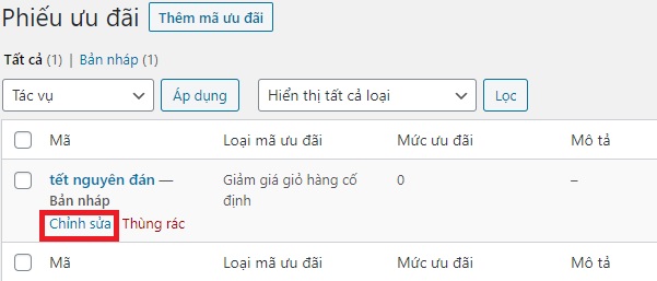 cách sửa mã giảm giá