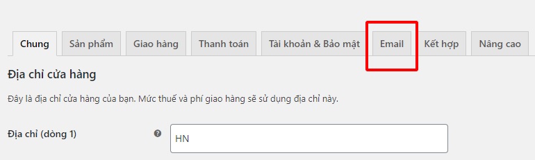 cấu hình email nhận đơn hàng