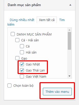 thêm sửa xóa menu