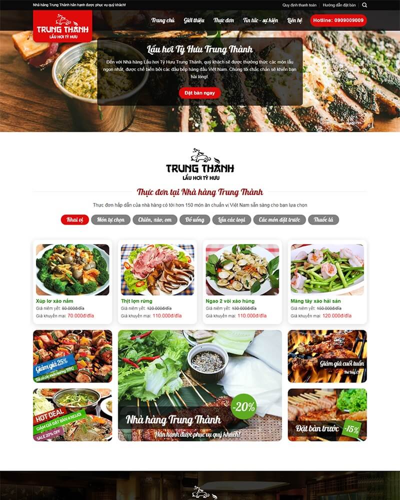 thiết kế website nhà hàng giá rẻ hà nội