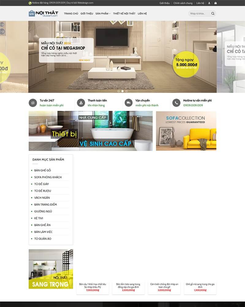 thiết kế website nội thất giá rẻ hà nội