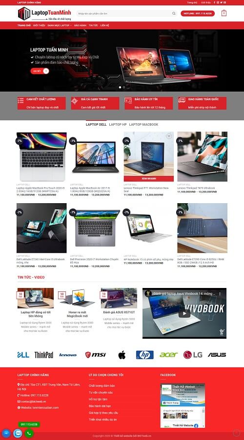 thiết kế website laptop