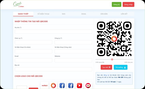 Trang wesite tạo mã QR miễn phí